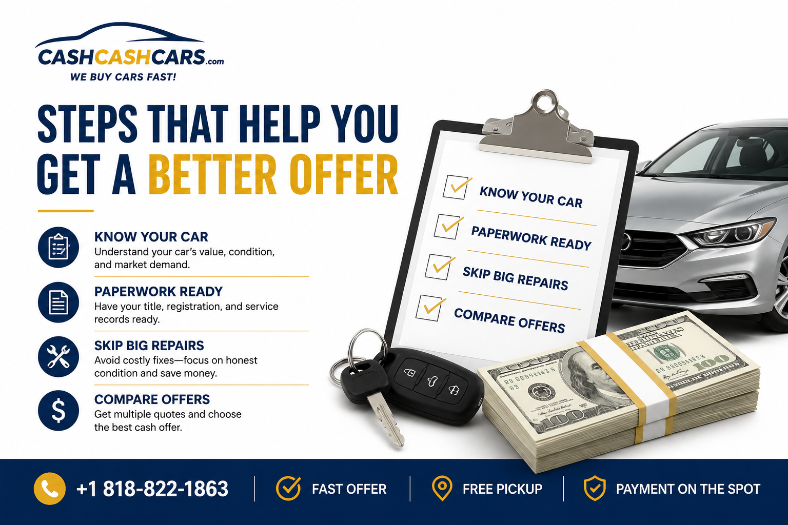 Checklist of steps that can help an old car owner get a better offer